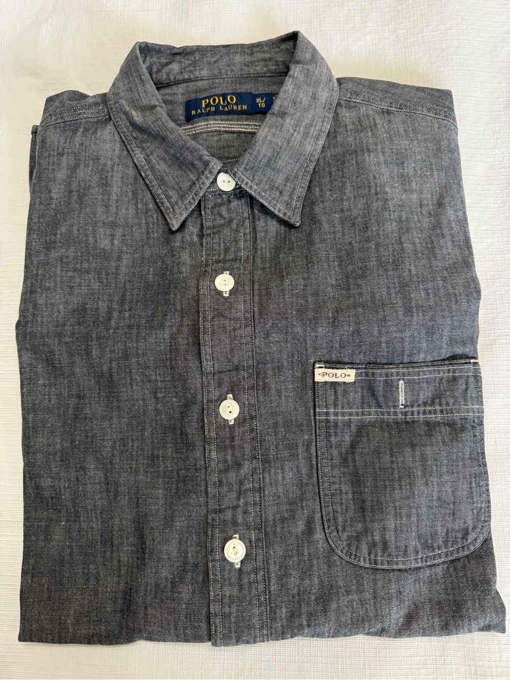 Polo by Ralph Lauren Men's Long-Sleeve Chambray Shirt - Gray XL